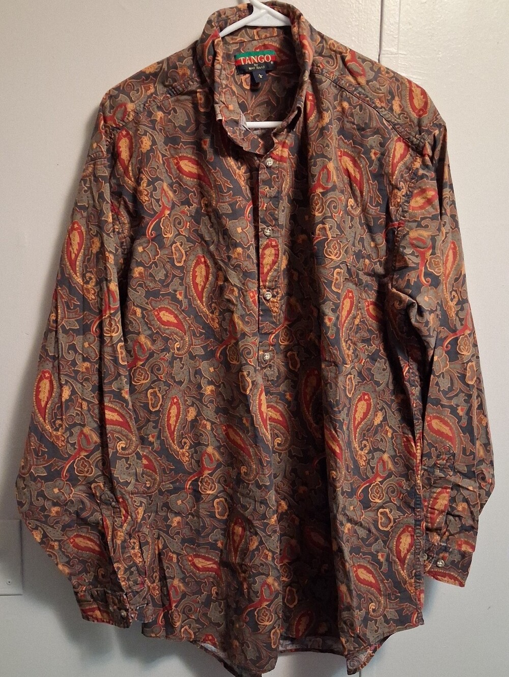 Men's Paisley Button-Down Shirt in Brown & Red